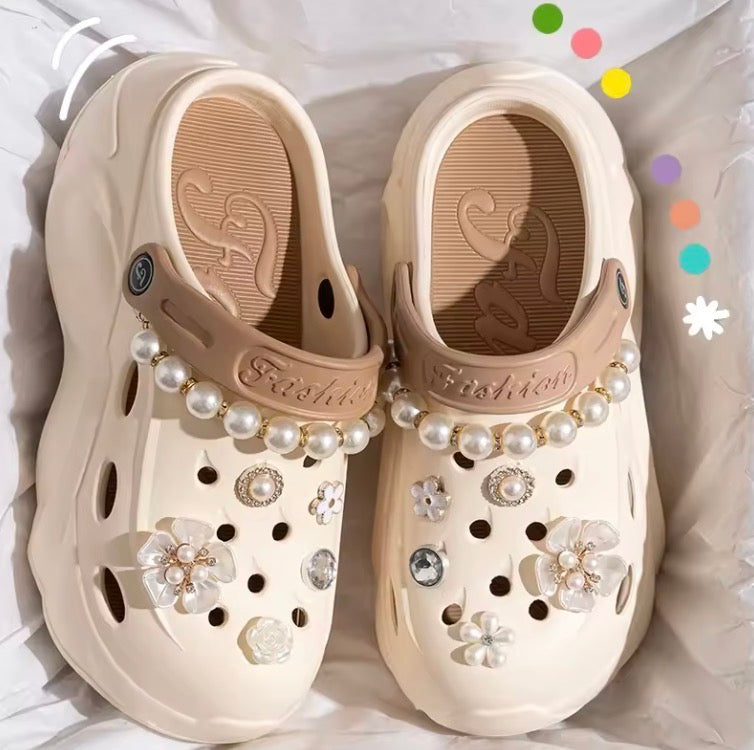 Summer Fashion Pearl Chain DIY Clogs