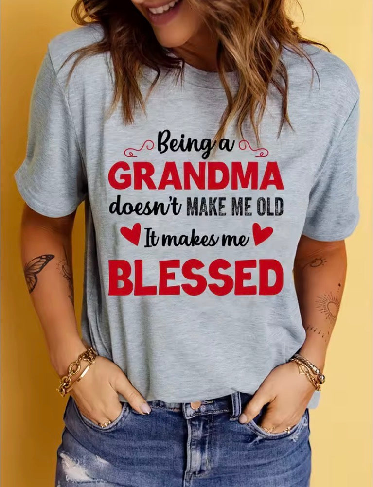 Blessed Grandma Print T-Shirt