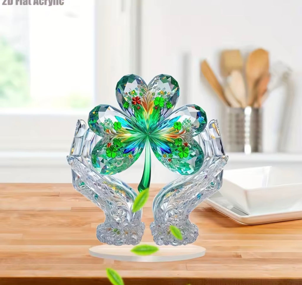 Glass Hands Four Leaf Clover