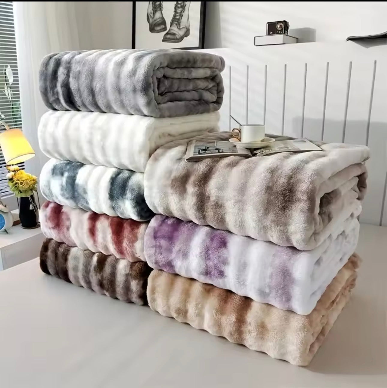 Luxurious Faux Rabbit Fur Bed Blanket