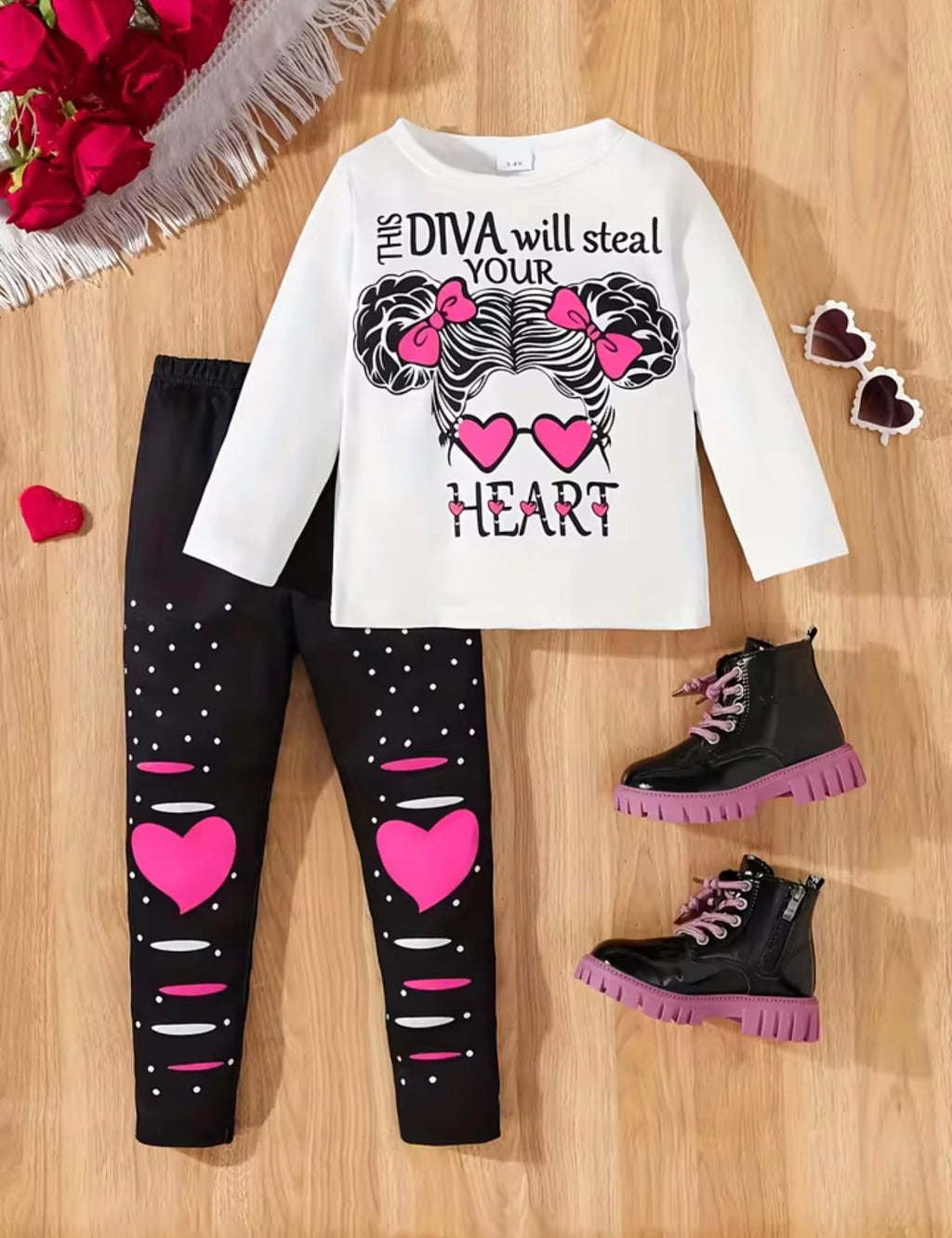 2 Piece Girls Set “This Diva Will Steal Your Heart”