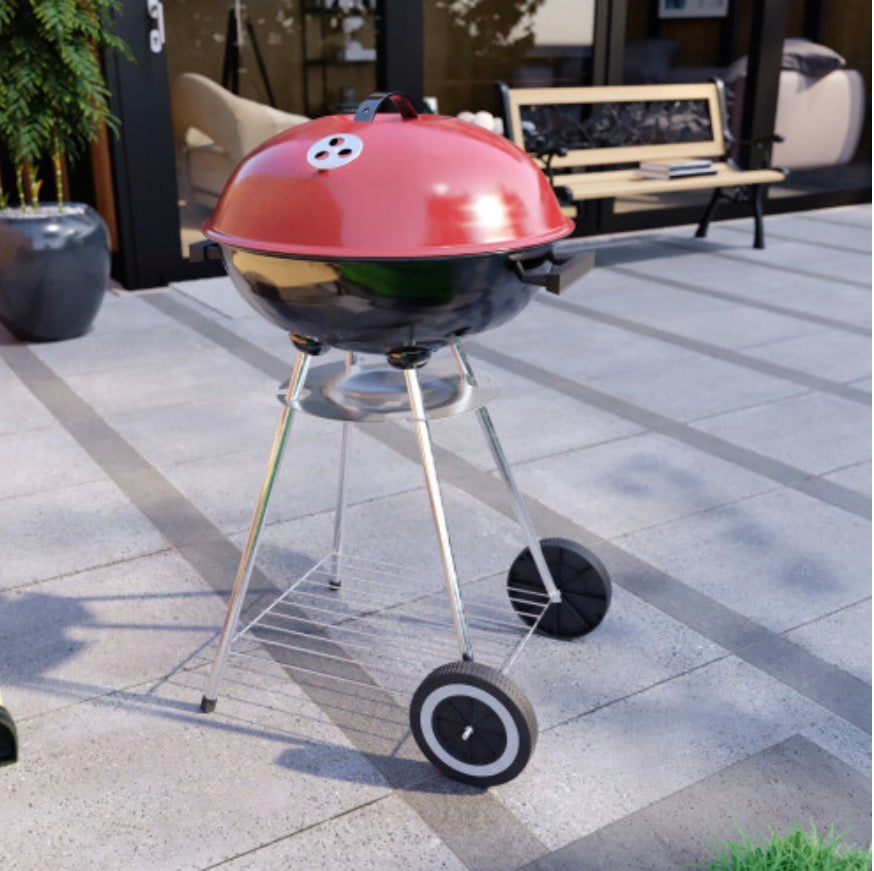(Red & Black) Memphis Freestanding Kettle Grill BBQ