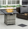 Fire Pit Table w/ Rain Cover, Mesh Lid & Lava Stone
