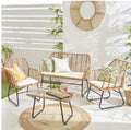 4 Piece Wicker Bamboo Style Garden Set