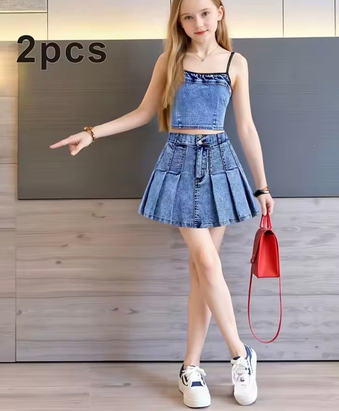 Girls 2-Piece Faux Denim Outfit
