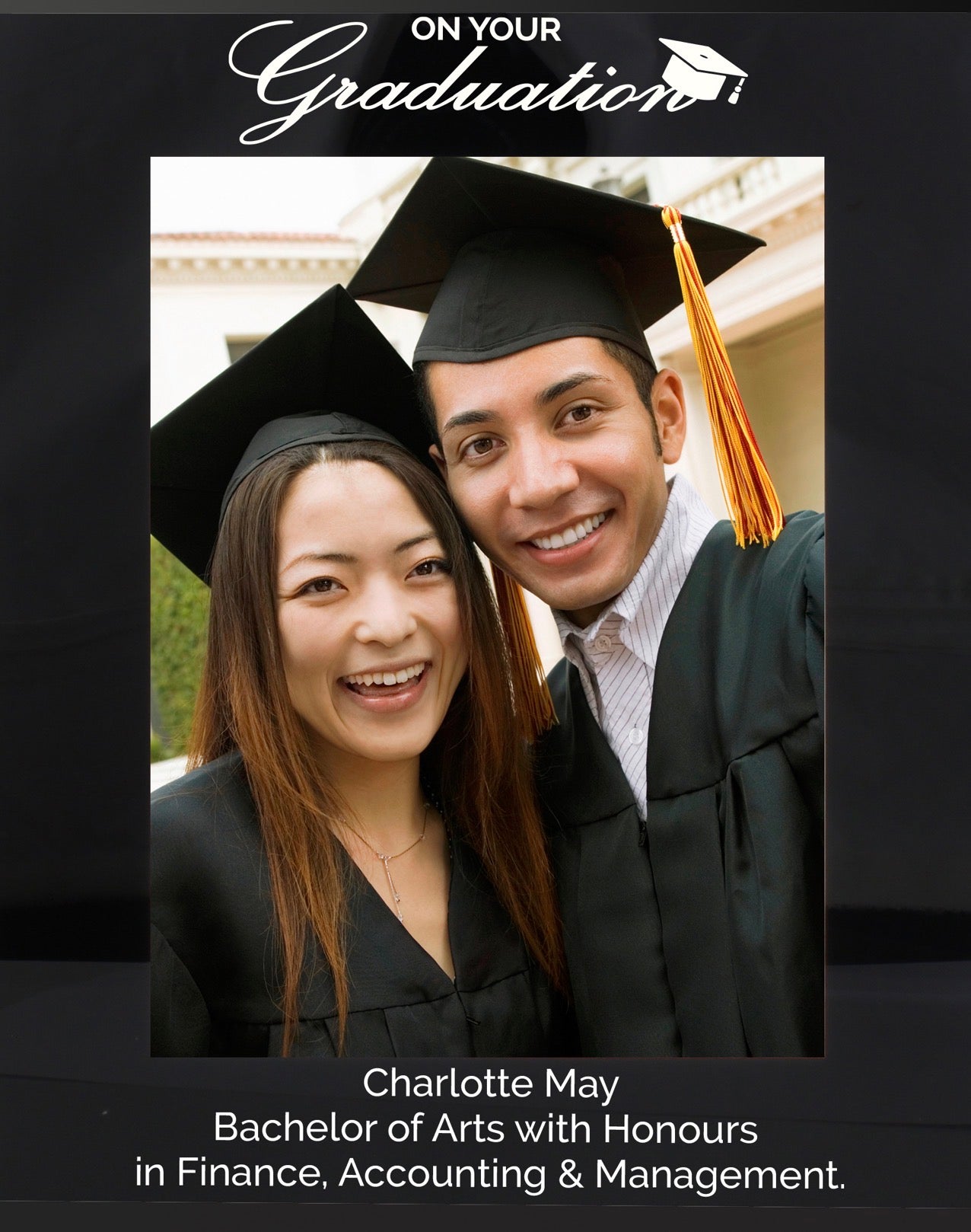 Personalised Graduation Black Glass 5x7 Photo Frame