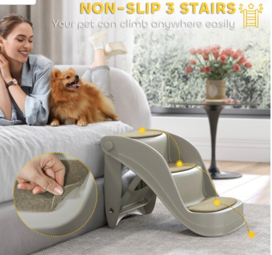 PawHut Foldable Pet Stairs 3 Steps