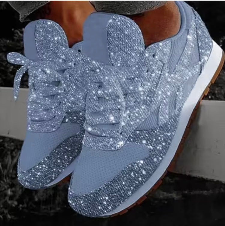Women Flat Sneakers Casual Bling