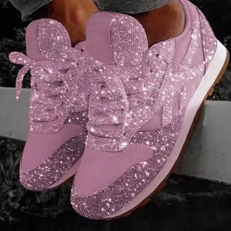 Women Flat Sneakers Casual Bling