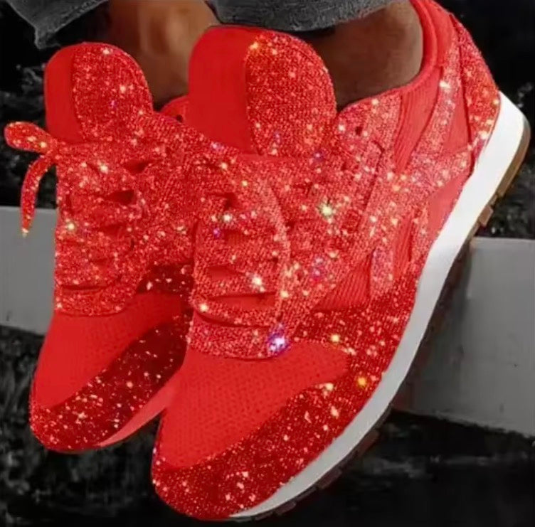 Women Flat Sneakers Casual Bling