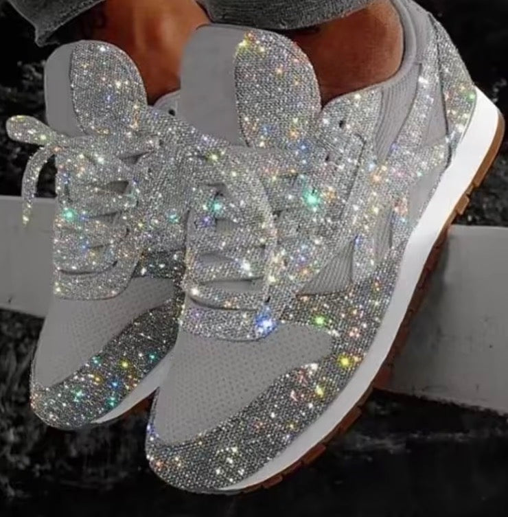 Women Flat Sneakers Casual Bling