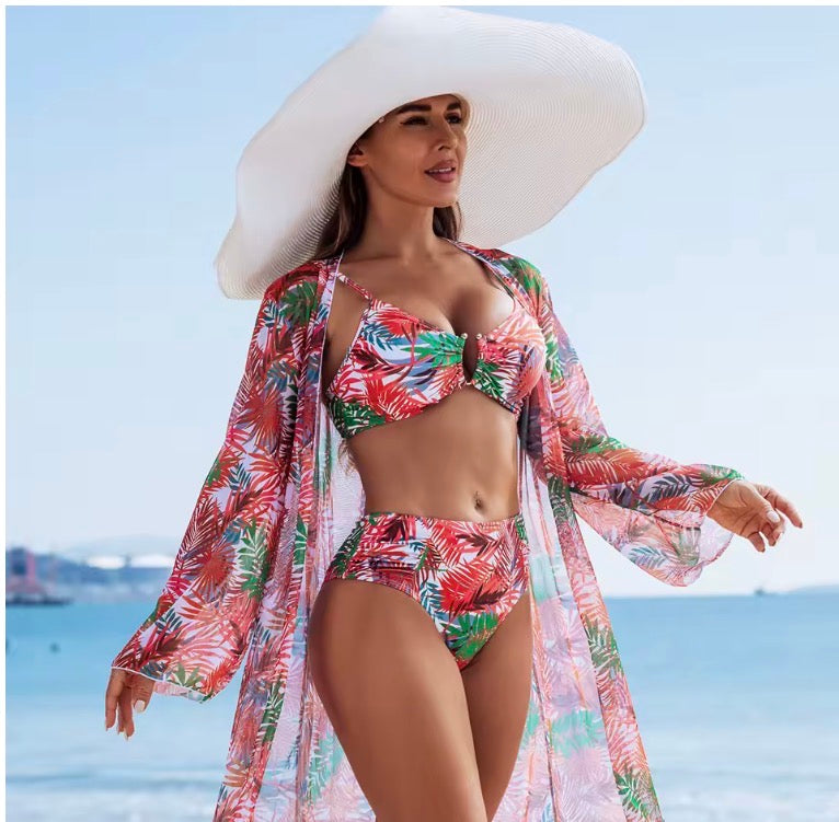 Sexy High-end Women's Swimsuit Bikini Three Piece Set