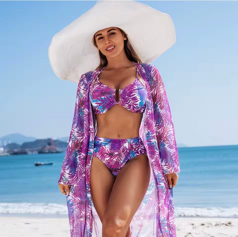 Sexy High-end Women's Swimsuit Bikini Three Piece Set