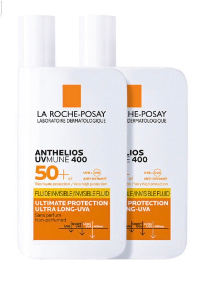 2x La Roche-Posay Anthelios UVmune 400 Invisible Fluid SPF50+