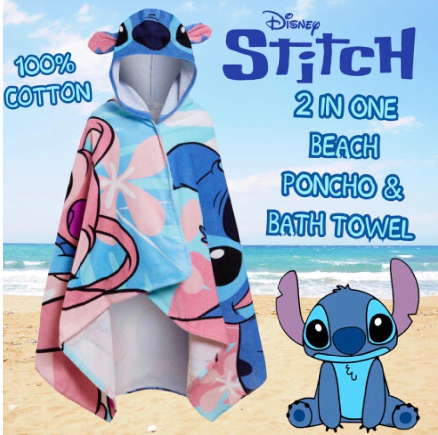 Stitch Hooded Towel Angel Poncho