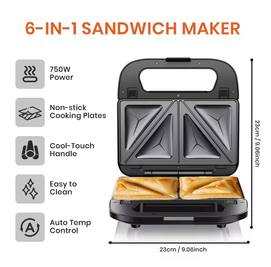 6-in-1 Sandwich Maker 750W Power Toastie