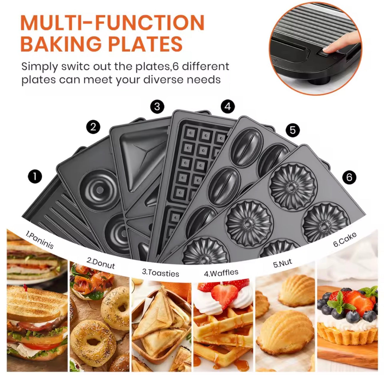 6-in-1 Sandwich Maker 750W Power Toastie