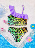 Girls' Swimsuit Set Colorful Polka Dot Leopard Print