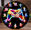Gaming Controller Wooden Round Silent Hanging Wall Clock,