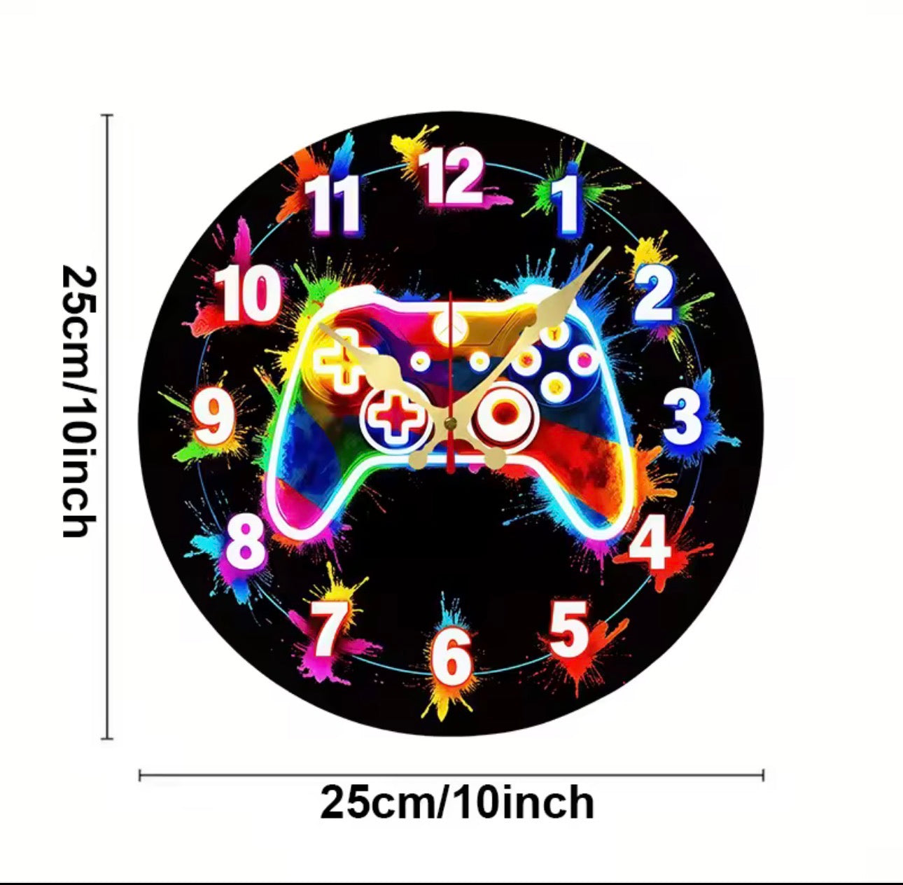 Gaming Controller Wooden Round Silent Hanging Wall Clock,