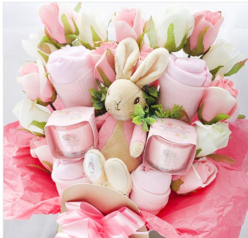 NEW BABY GIRL CLOTHING AND YANKEE CANDLE BOUQUET