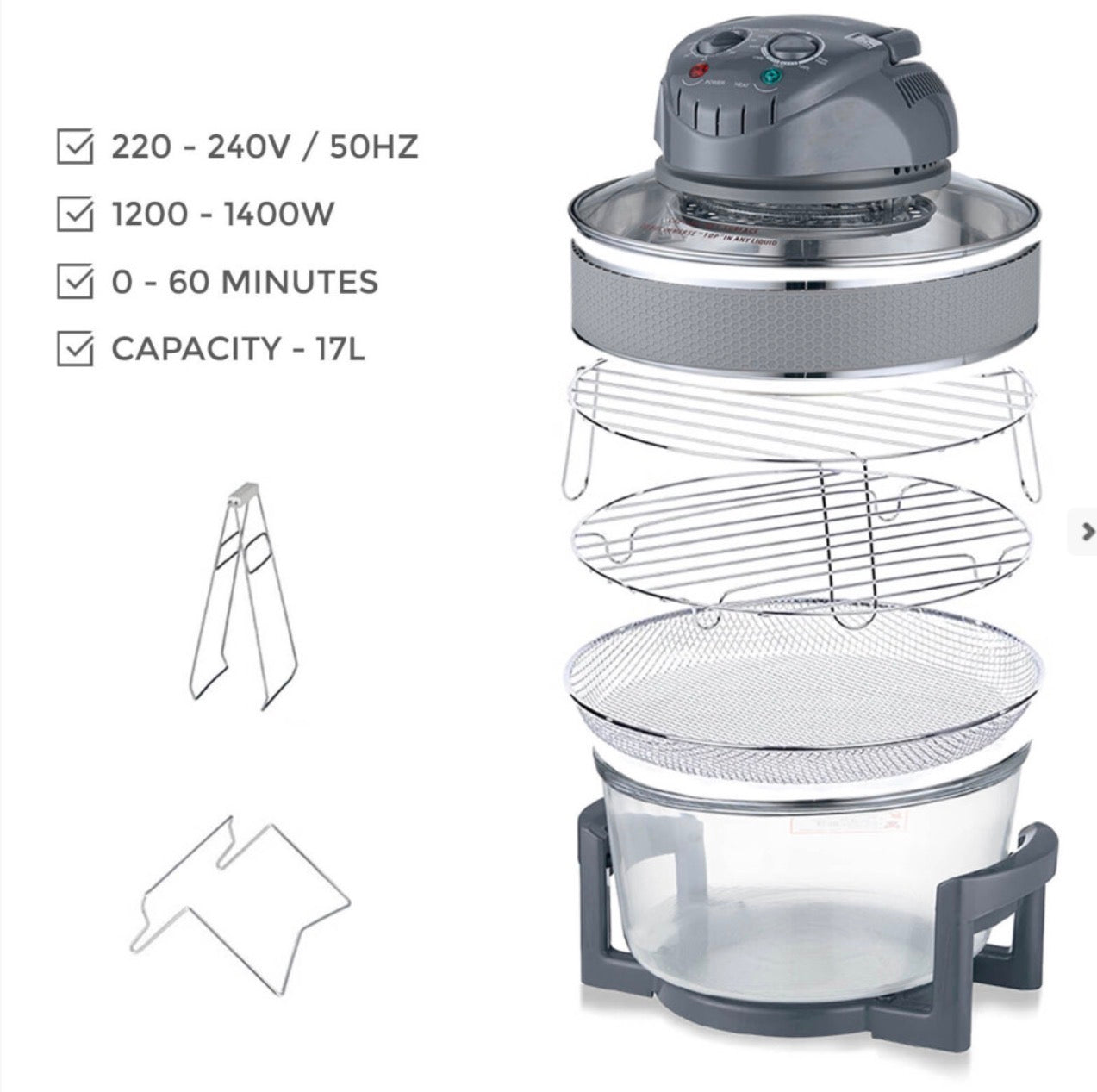 17L Halogen Convection Oven Air Fryer