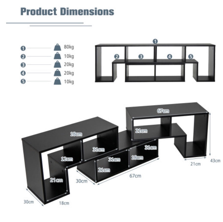 TV Stand Up to 65 Inches Storage Bookcase Free Combination