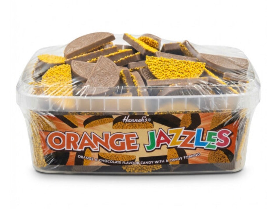 Orange Jazzles 600g Tub - Chocolate Flavour Slices with Sprinkles