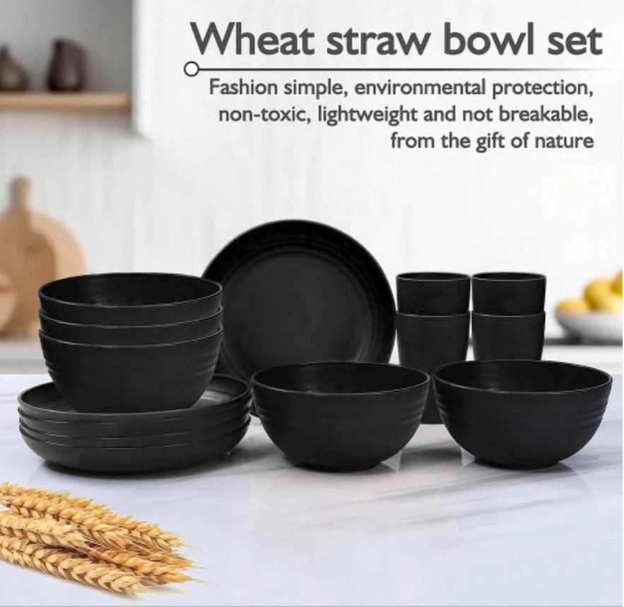 32PCS Black Dinnerware