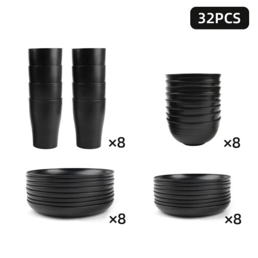 32PCS Black Dinnerware
