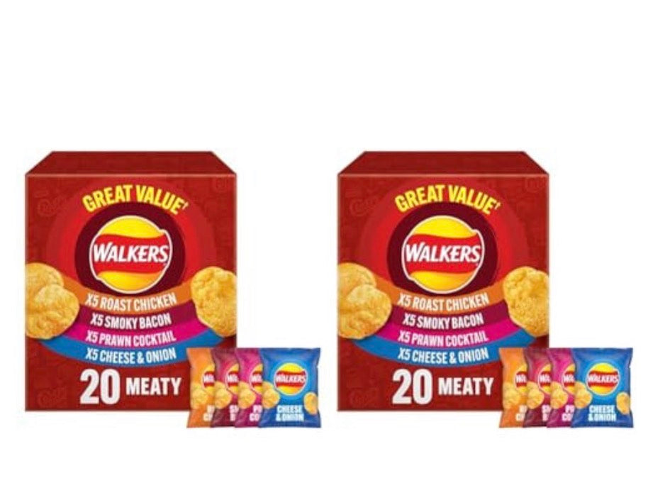 Walkers Meaty Variety Multipack Crisps Box 20x25 g (Pack of 2)