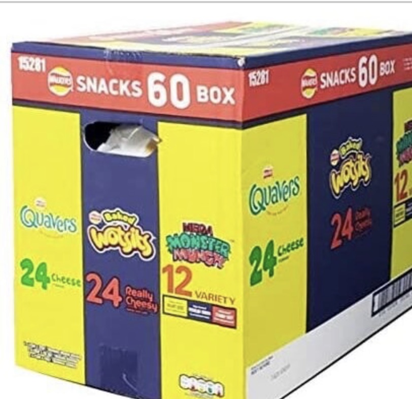 Walkers 60 Pack Snack Mix Party Box Quavers Wotsits Mega Monster Munch