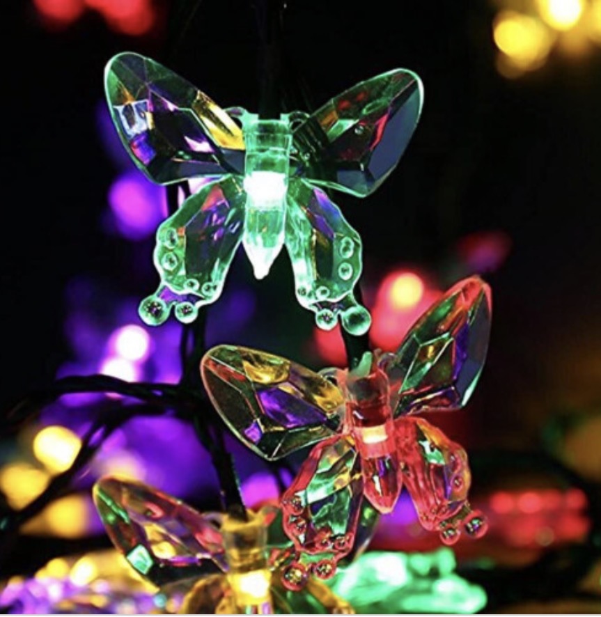 20pcs LED Solar Light String LED Butterfly Fairy Lights 5m (Multicolor Lights)