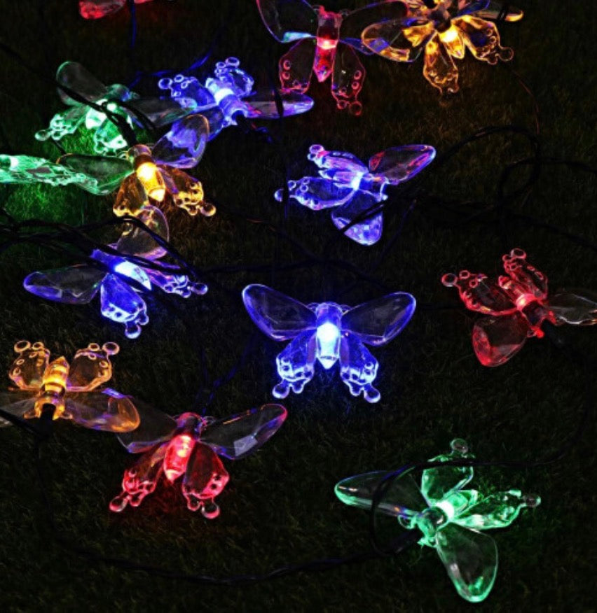 20pcs LED Solar Light String LED Butterfly Fairy Lights 5m (Multicolor Lights)