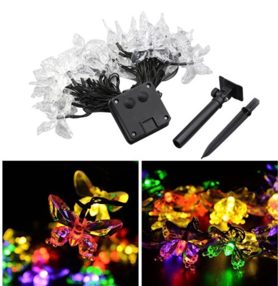 20pcs LED Solar Light String LED Butterfly Fairy Lights 5m (Multicolor Lights)