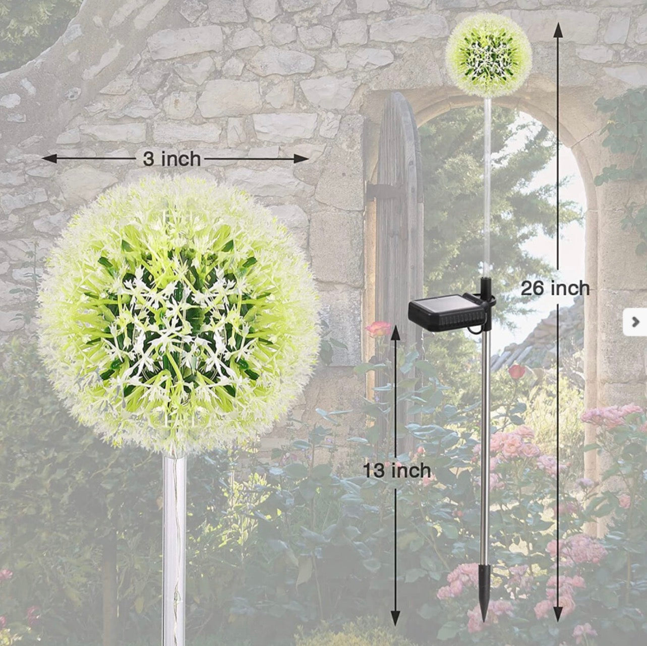 Solar Lights Outdoor Decorative Dandelion Garden with Colorful String Lights