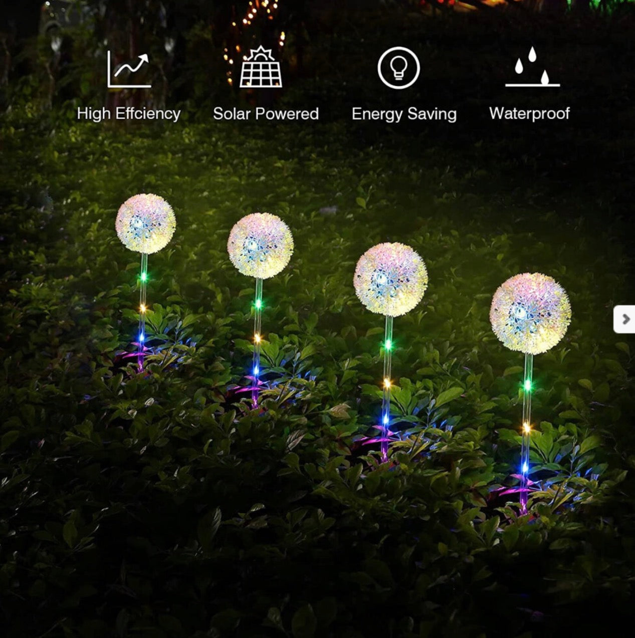 Solar Lights Outdoor Decorative Dandelion Garden with Colorful String Lights