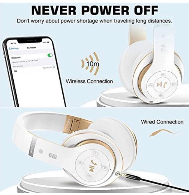 6S Wireless Headphones Over Ear, [40 Hrs Playtime]