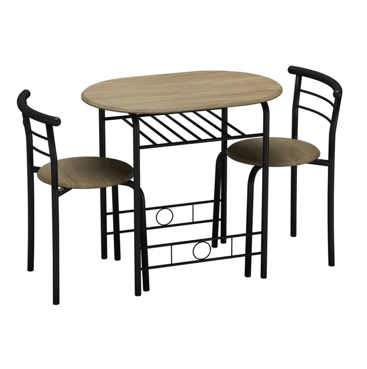 3 Pcs Dining Table 2 Chairs Set Kitchen Breakfast Furniture