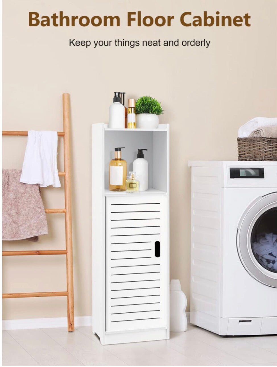 Bathroom Storage Unit,Cabinet Floor Standing Storage Tall Cupboard