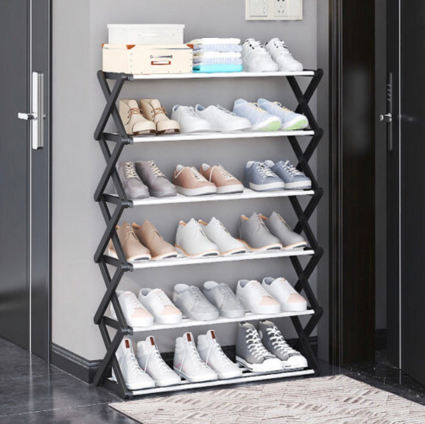 (6 Tiers) Foldable Multi-Tier Metal Shoe Rack