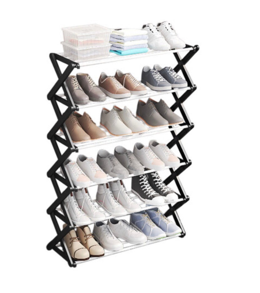 (6 Tiers) Foldable Multi-Tier Metal Shoe Rack