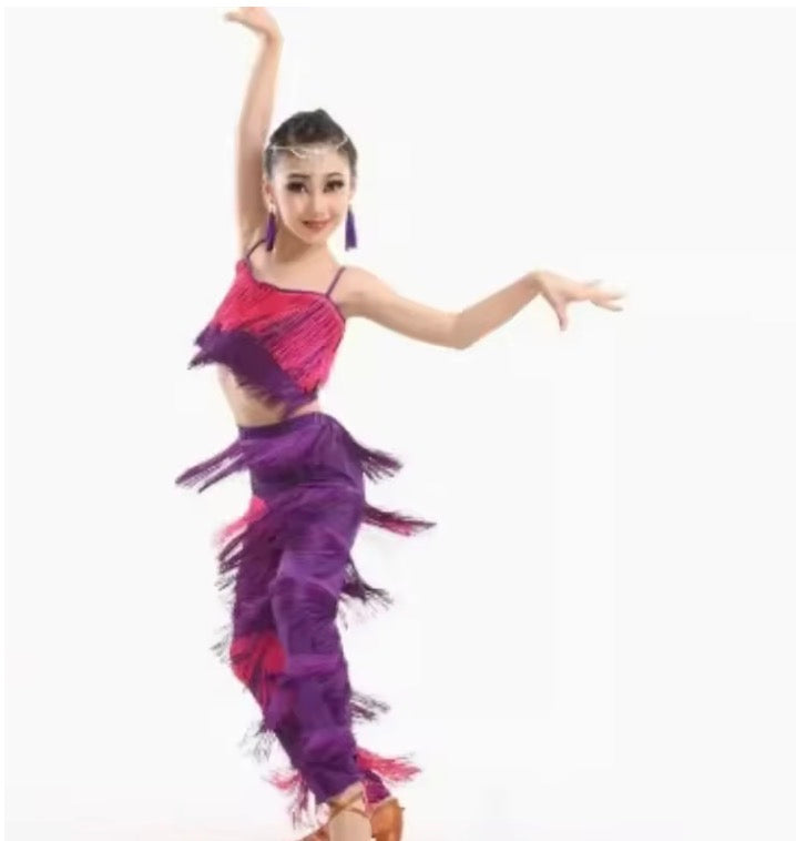 Kids Latin Dance Pantsuit Costumes