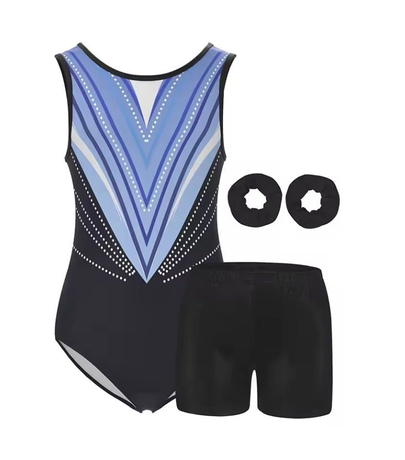 Gymnastics Leotards Kids Water-drop Back, Headbands and shorts ﻿