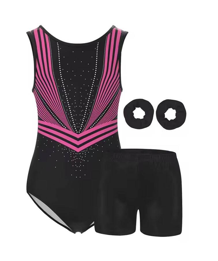 Gymnastics Leotards Kids Water-drop Back, Headbands and shorts ﻿