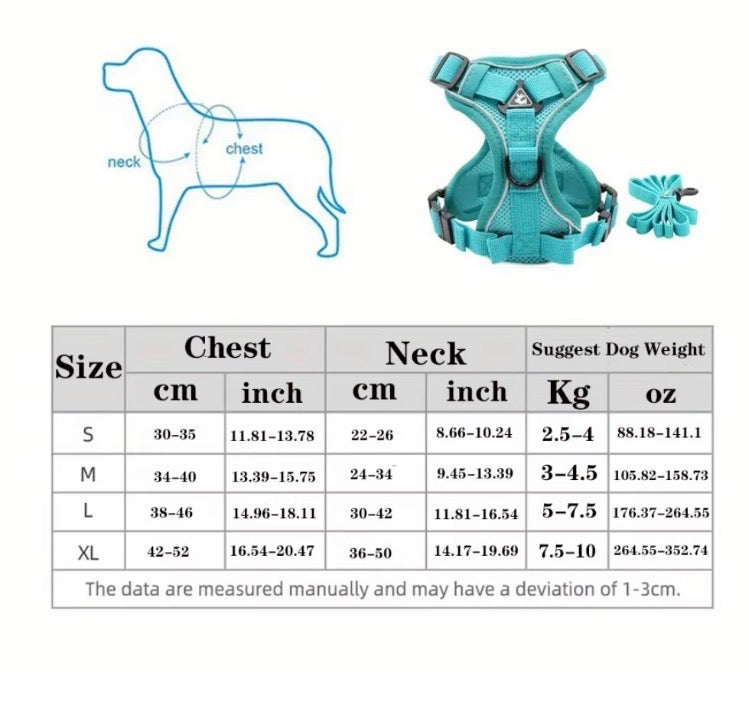 No Pull Dog Harness and Lead Set Adjustable Pet Harness