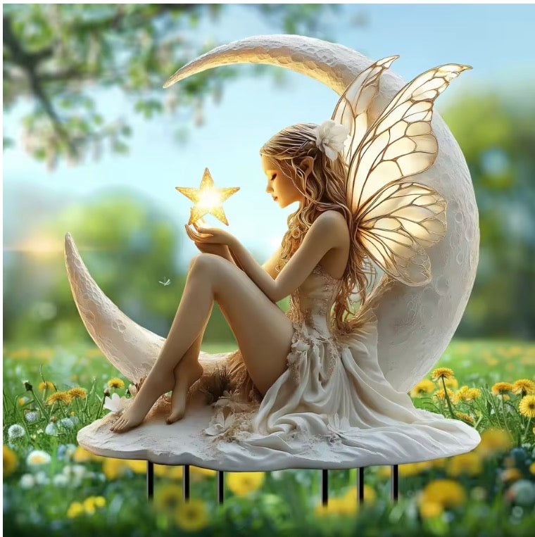 1PC Moon Fairy Garden Wooden Pile Decoration,