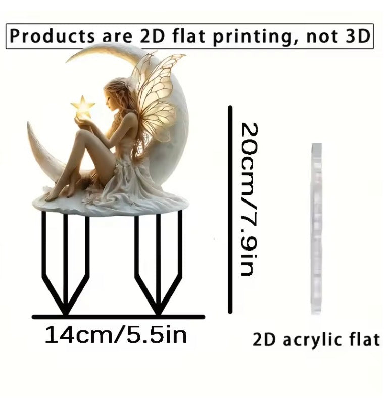 1PC Moon Fairy Garden Wooden Pile Decoration,