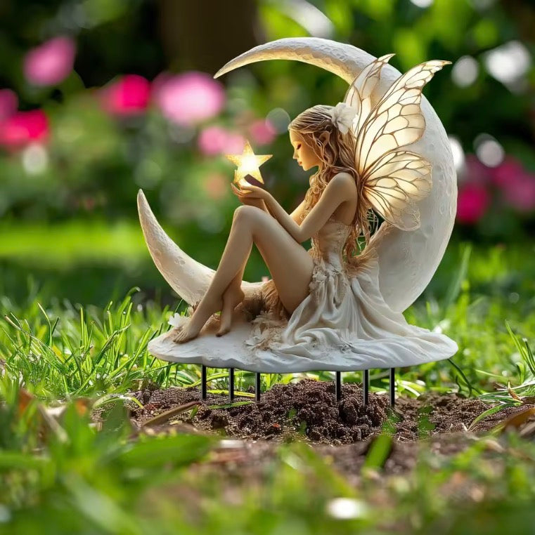 1PC Moon Fairy Garden Wooden Pile Decoration,