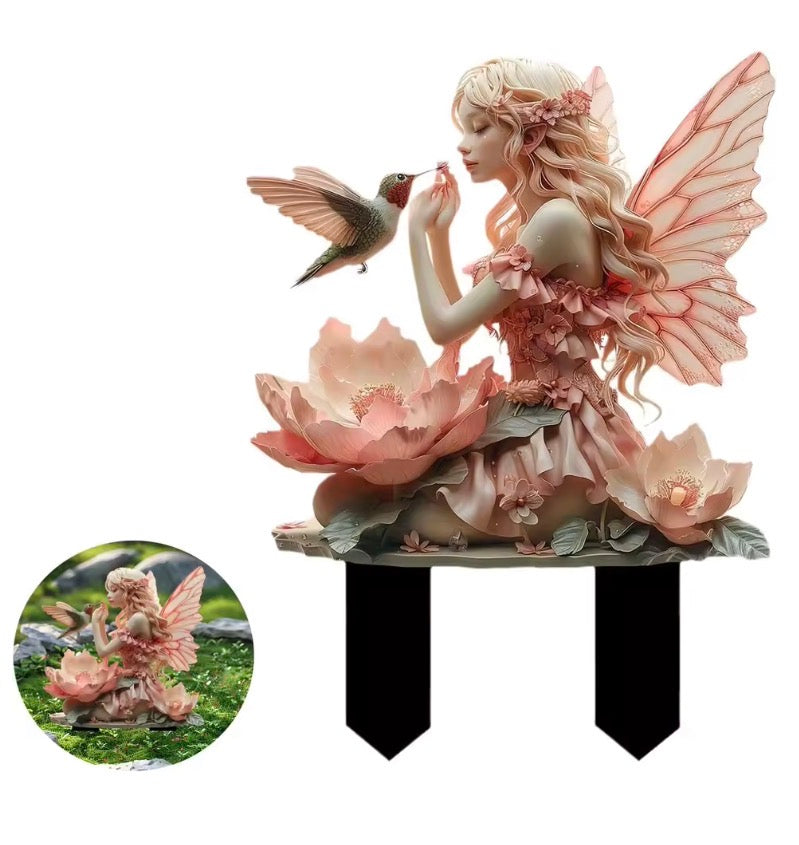 2D Flat Fairy Garden Decor Elf Garden Stakes Decorative Acrylic 2D